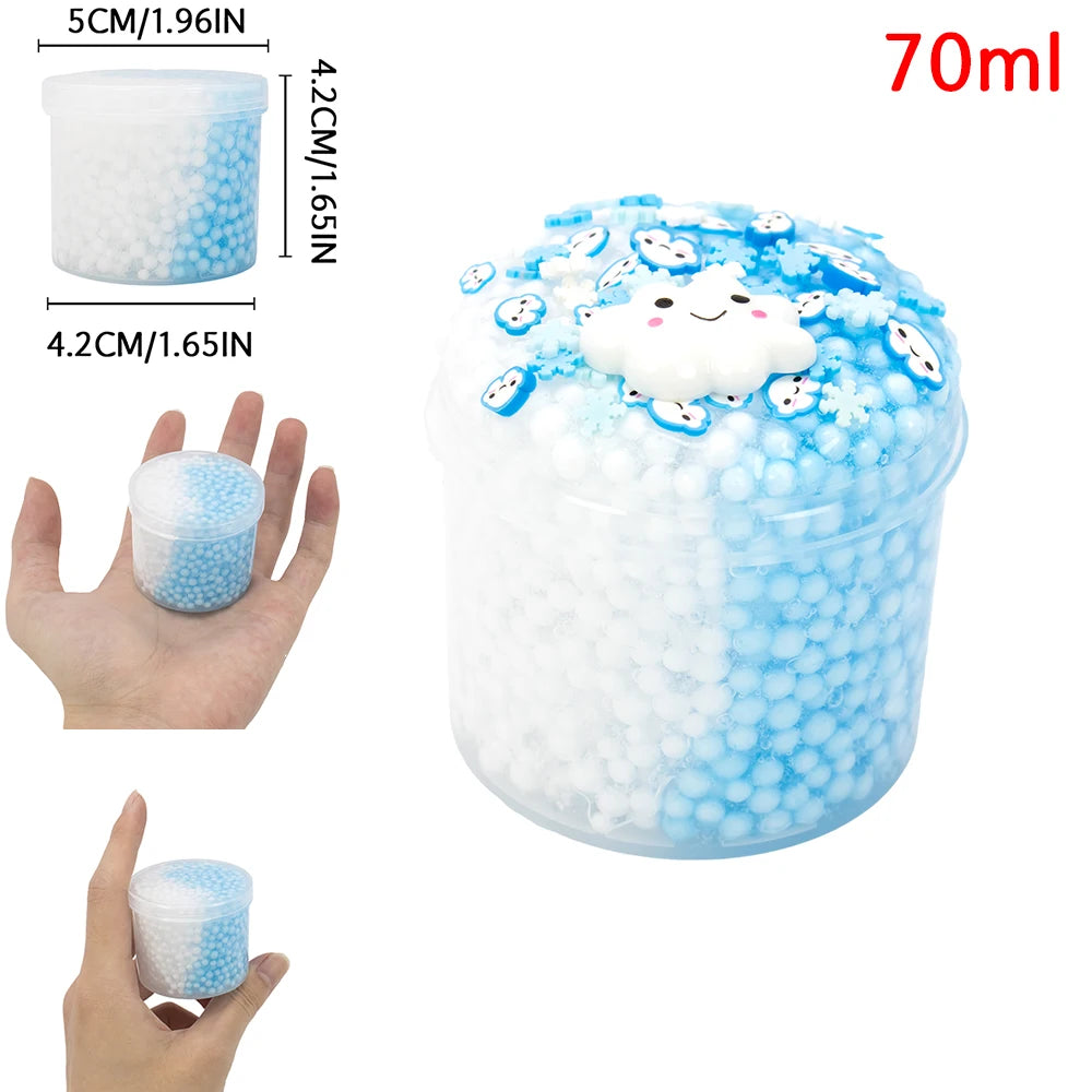 1/2 Pack Strawberry Cloud Crunchy Slime kit,Foam Ball Fruit Sprinkles Slime