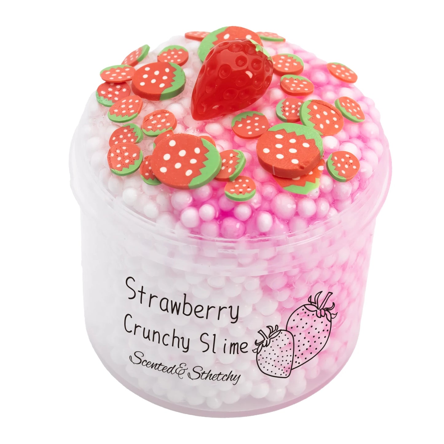 1/2 Pack Strawberry Cloud Crunchy Slime kit,Foam Ball Fruit Sprinkles Slime